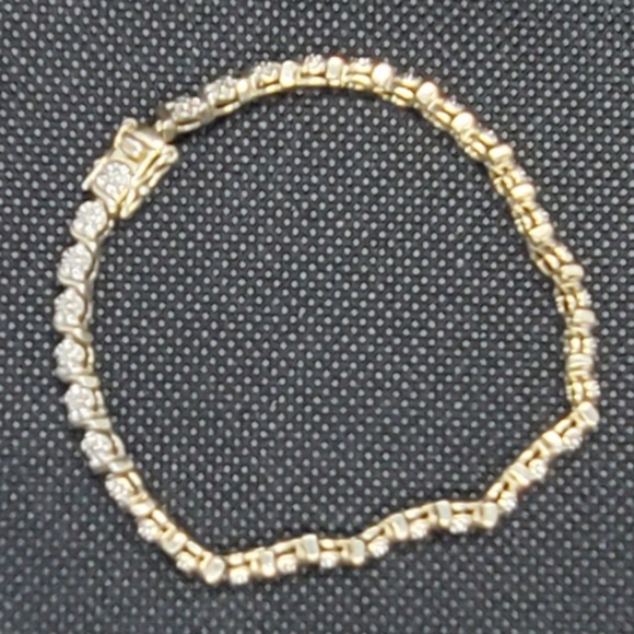 Gold vermeil sterling silver tennis bracelet 7.5 - Picture 5 of 6